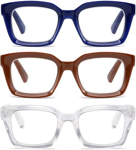 Readers for Women Oprah Style Square Reading Glasses with Spring Hinge Blue Light Blocking for Men Ladies