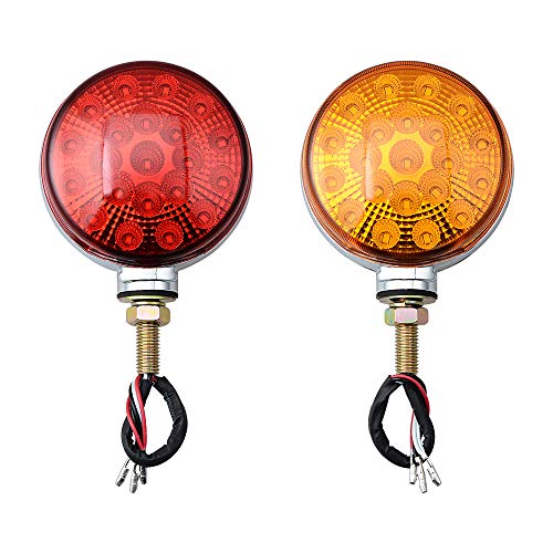 Anzio Pedestal Lights Amber/Red Double Face 42 LED Turn Signal Light Fender Compatible with Heavy Truck Trailer Freightline Peterbilt Kenworth Mack Western Star