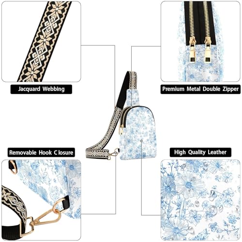 Bolso bandolera pequeño azul y blanco para mujer miniatura 5