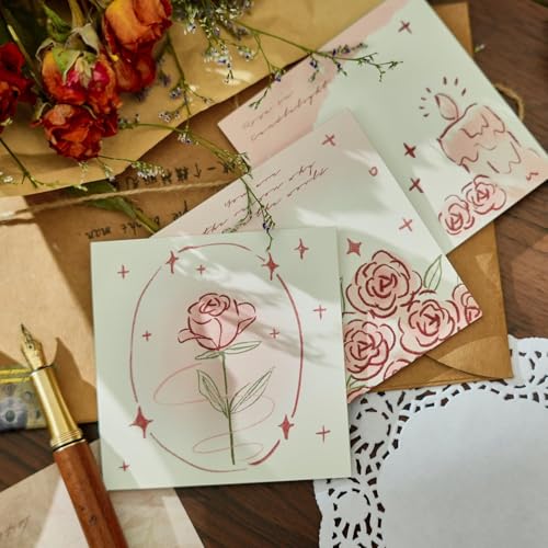 Image of Sticky Notes Set, Over 200 Rectangular Self-Stick Memo Pads with Delicate Heart, Rose & Butterfly Designs for Journaling, Office, Creative Projects (Multicolour) (3)