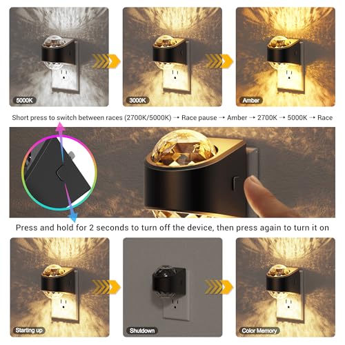 Image of JandCase Night Lights Plug into Wall, Star Projector Night Light, 3CCT Automatic Galaxy Nightlight Plug in with Light Sensor for Bathroom Hallway Room Decor