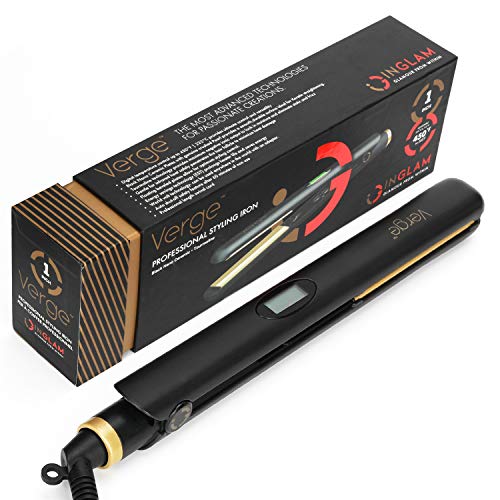 IG INGLAM 1.25 inch Hair Straightener and Curler 2 in 1 for All Hair Types, Silky Ceramic Flat Iron, 3D Floating Plates,15s Instant Heating, 4 Levels Heating Settings, 60 Mins Auto-Off, Dual Voltage