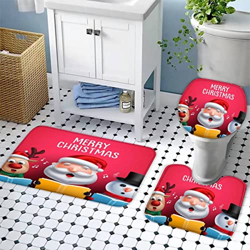 Zifarm Badematte Rutschfeste 50x80 cm Weihnachten Badvorleger-Set 3D Drucken Cartoon-Weihnachtsmann Mikrofaser Flanell… – Bild 4