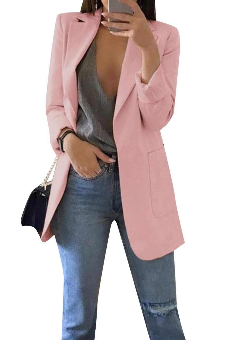 Women Casual Loose Fit Long Sleeve Blazer Cardigan Fashion Plus Size Work Blazer