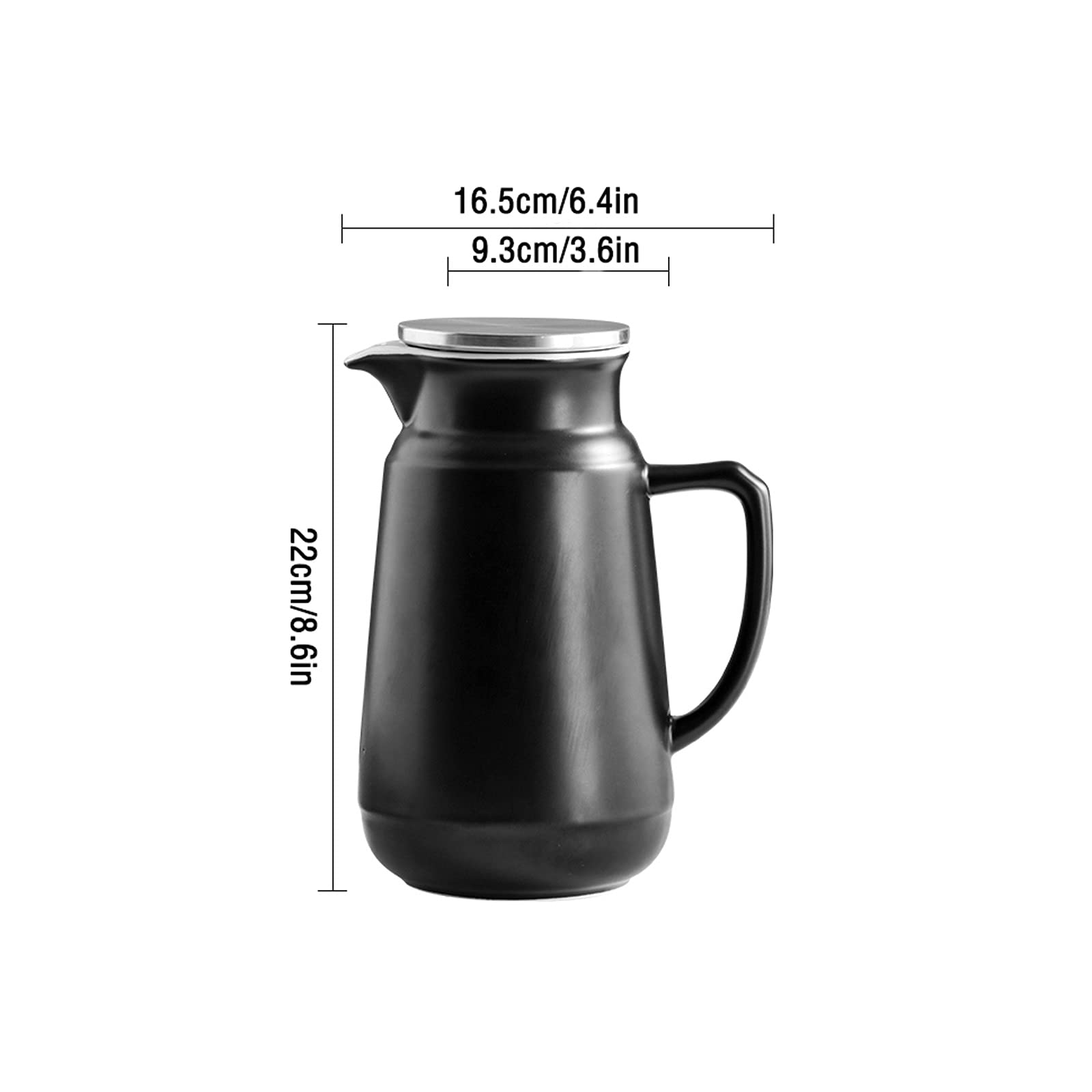Buvez des pichets à thé Bouilloire froide multicolore de pichet en céramique simple avec poignée et couvercle de grande capacité Théière à la maison, restaurant, snack-bar (50,7 oz) Bouteilles de bois