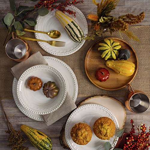 Image of Zak Designs Melamine Dinnerware Set, 12-Piece, Service for 4, French Country House (Oyster White)