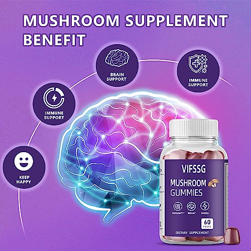 VIFSSG Mushroom Gummies, Sugar Free 10 Mushroom Supplement, Mushroom Complex 2620mg, Turkey Tail, Chaga, Reishi, Cordyceps & Lions Mane Organic Mushroom Extracts, Energy for Men & Women - Image 3