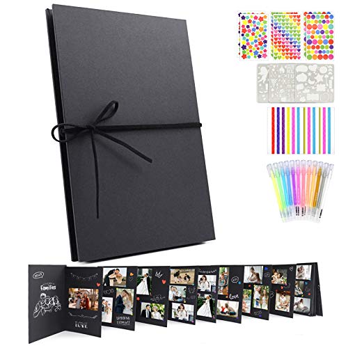 CENXINY Album photo de scrapbooking A4 pouces DIY Photos Scrapbooks Livres souvenirs DIY Album photo de famille avec 12 feutres de couleur pour anniversaire