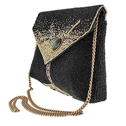 Mary Frances Olive You Beaded Crossbody Clutch – Martini Glass Motif Evening Bag with Gem Accent, Black4