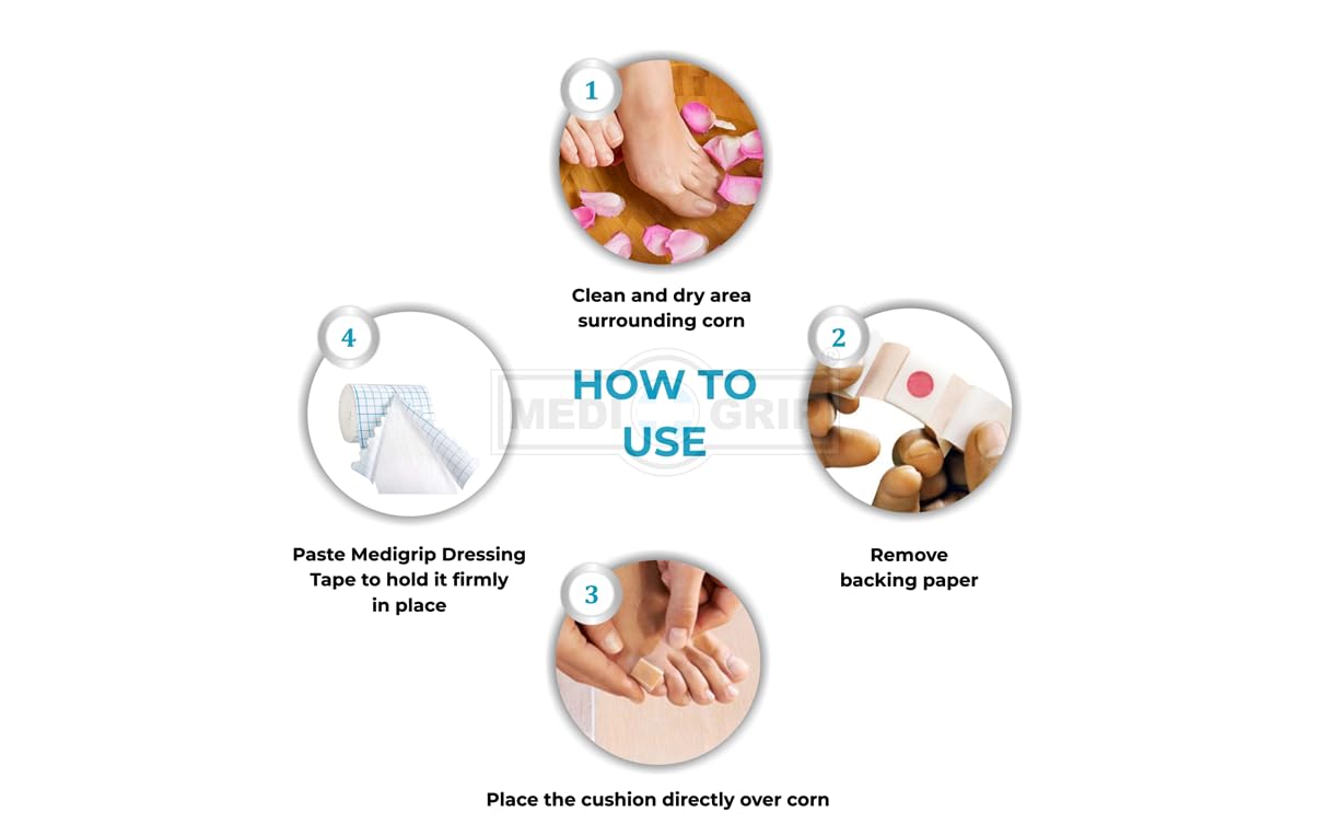 Medigrip Medicated Corn Caps for Painless Corn and Callus Removal - (Skin Colour) | Hygienic Packaging for Effective Foot Care (Various Pack Sizes) (120) 3
