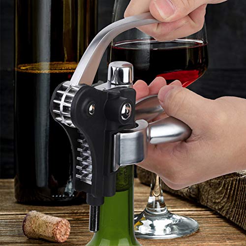 Ouvre bouteille de Vin Tirebouchon Manuel avec Pompe à Levier Design Vertical Vis Antiadhésive Retrait Facile sans Torsion Alliage Zinc ABS