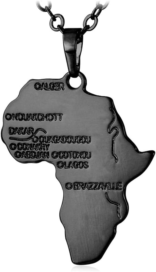 U7 Map of Africa Pendant Necklace for Men Women, African Jewellery, Resizable Chain, Come with Gift Box
