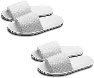 ericotry 2 Pairs Open Toe Spa Slippers White Spa Hotel Guest Slippers Luxury Soft Hotel Home Guest Slippers Fit Most Men and Women for Spa Party Guest Hotel and Travel