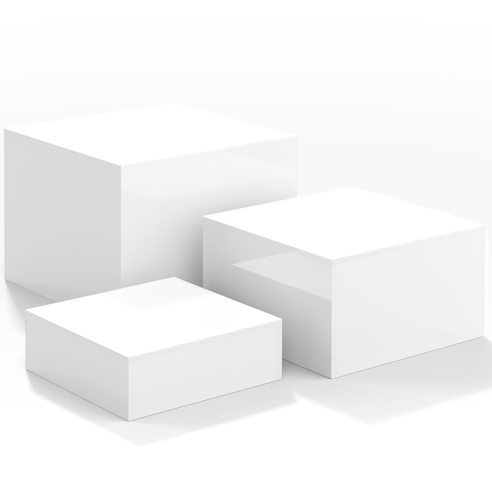 HIIMIEI Buffet Risers, Food Risers for Buffet Table, Display Stand Shelf for Catering Dessert Collectibles, Acrylic Cube Display Nesting Risers with Hollow Bottoms 3PCS 6''x7''x8''