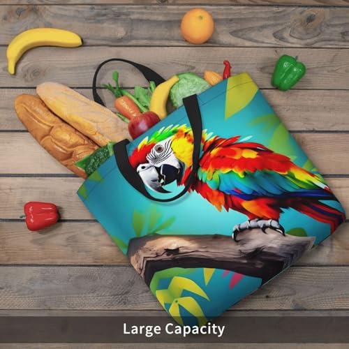 Parrots On Tree Print Women Reuseable Handbag, Grocery Bag Foldable For Shopping Travel Activity 6