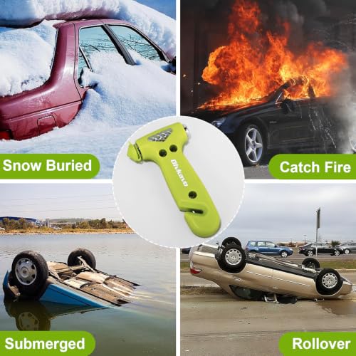 Image of Window Breaker, 3-in-1 Emergency Escape Tool with Car Safety Hammer and Seat Belt Cutter, Safety Emergency Car Tool for Car, Office, Home, Green
