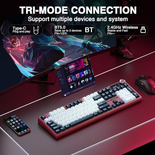 Image of Aula F108 PRO - Wireless Mechanical Keyboard with Screen&Knob,Hot Swappable Gaming Keyboard with 8000mAh Battery,Pre-lubed Switches,RGB Backlit,Creamy Sounding Computer Keyboards,104 Keys (Renewed)
