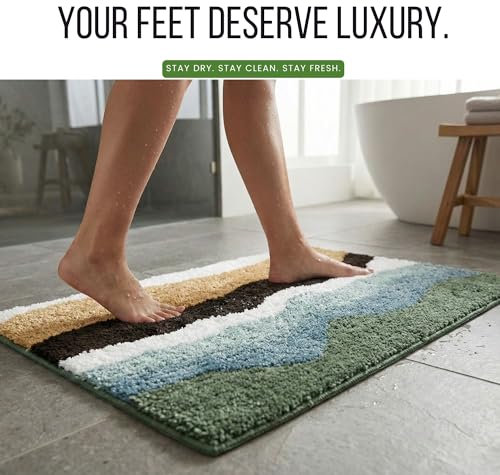 Image of HOMEKART Microfiber Bath Mat 2000 GSM, Super Soft & Absorbent Anti-Skid Bathroom Floor Mat, Quick Dry Door Mat for Bathroom, Bedroom & Kitchen (40x60 cm, Multicolor)