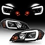 ACANII - For 2006-2013 Chevy Impala Black Housing LED Tube Projector Headlights Headlamps Assembly Driver & Passenger