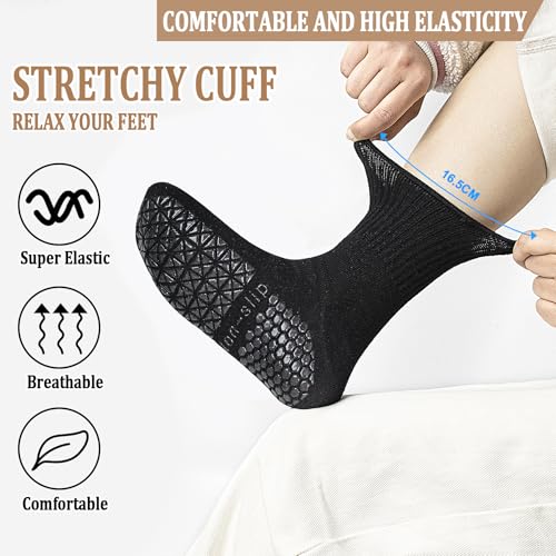 LIFPAU Yoga Socks Non Slip Grips Anti Skid Women Athletic Socks Pilates Ballet Barre Crew Ruffle Cuff 2 Pairs(2White)