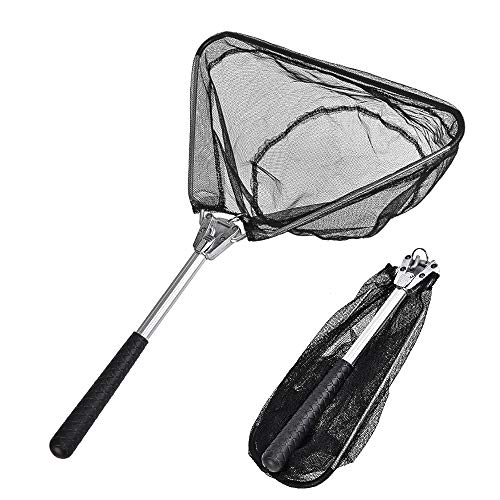 mouhike Foldable Fishing Landing Net Light Weight Portable Fishing Dip Net Small Net Safe Fish Catch Strong Aluminum Alloy Handle Durable Nylon Material Mesh