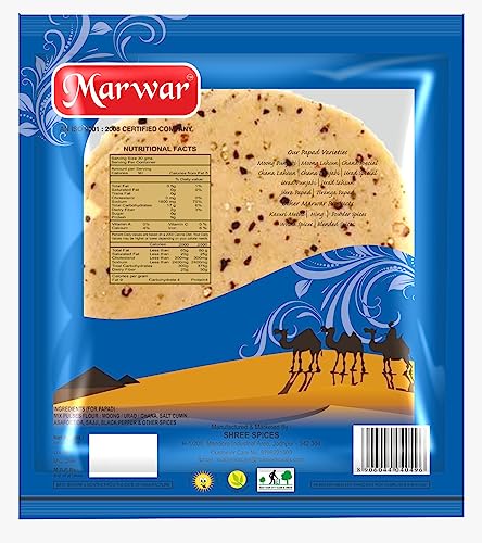 Image of Marwar Urad Dal Papad 1.2Kg | Handmade Rajasthani Snack | Low Spicy & Crispy | 7 Inch, 86-90 Pieces | 400g Pack of 3 | Zipper Pack