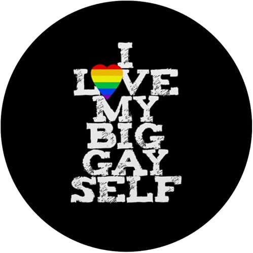 Miniatura 3 de Rainbow Heart I LOVE MY BIG GAY SELF self care esteem rights PopSockets Standard PopGrip