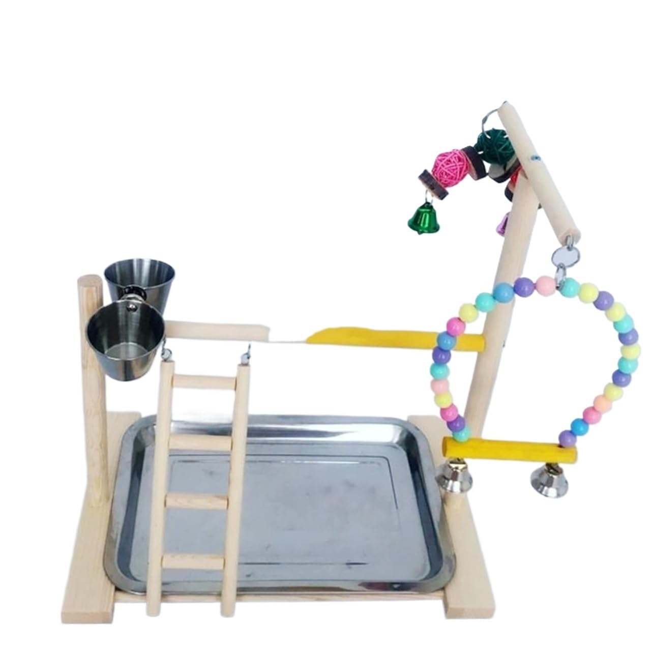 Parque de juegos de pájaros, estación de juegos, e Soporte de madera for percha de pájaros, plataforma for loros, patio de juegos, gimnasio de ejercicios, soporte de juego, escalera, juguetes interact