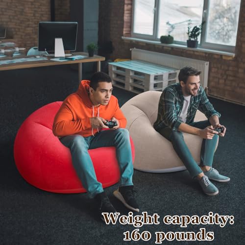 Image of Realspring Inflatable Bean Bag Chairs Outdoor Blow up Camping Chairs Inflatable Lazy Sofa Folding Portable Bean Bag Loungers Couch for Movie Night(Coffee,Blue,Red,12 Pcs)