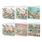 JICFDAO 5D Diamond Painting Tarjetas de Felicitación Cumpleaños 6 Piezas Diamante Painting Tarjeta Nacimiento Pintura Diamante Tarjeta de Felicitación Cumpleaños Pintura por Números Tarjetas de