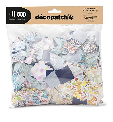 Décopatch MP007C - Un maxi pack de 11 000 carrés de feuilles 3 x 3 cm, motifs assortis