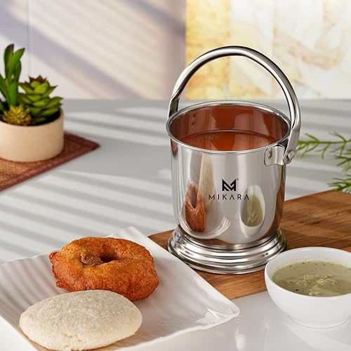 Image of MIKARA Dal Serving Bucket Stainless Steel Mini Bucket Balti for Serving Daal (500ml)