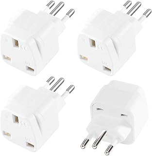 LUKELI 4 Pack UK to BRAZIL Plug Adapter Travel Plug to Brazil UK to Brazilian 3 pin plug Converter Power Adapter for BRAZIL and PARTS of South Africa (White 4 Pack)