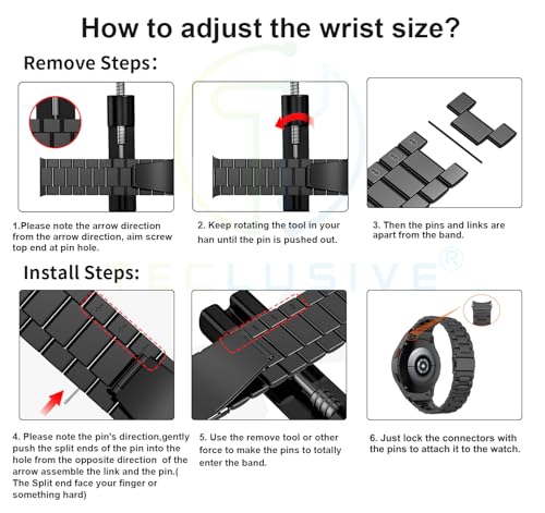 Image of T TECLUSIVE Ultra Luxury Stainless Steel Metal Chain Strap Band Compatible for Galaxy Watch 7 44mm / Watch 7 40mm | No Gap Metal Strap for Galaxy Watch 7 with watch strap adjuster tool