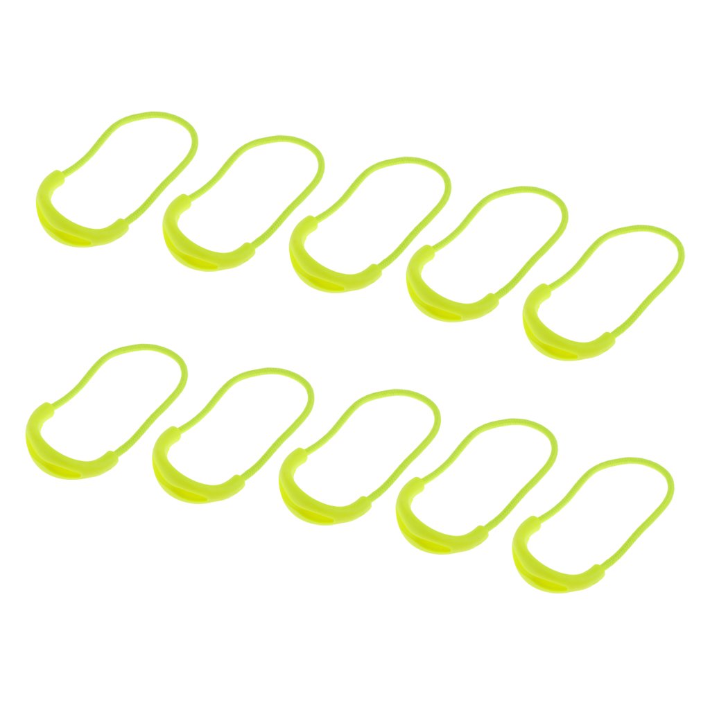 10 Pcs Plastic U Shape Zip Puller Strong Zipper Pull Cord Fluorescent Green