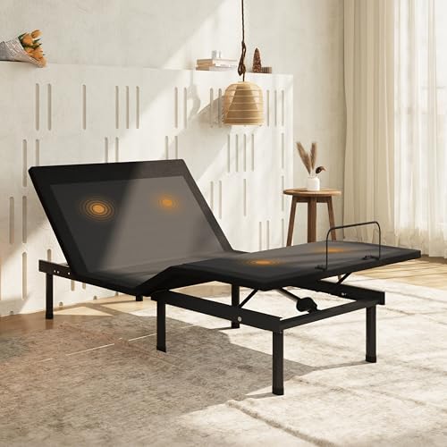 Image of Twin XL Adjustable Bed Frame with Remote & Massage,Head and Foot Incline,Dual USB Ports&Night Light,3 Height-Adjustable Legs,Zero Gravity,5 Min Easy Assembly