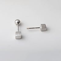 Vista 5 de Pendientes pequeños de plata de ley 925 con rosca trasera