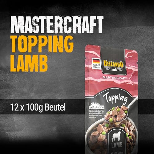 BELCANDO Mastercraft Topping Lamm, 12x 100g Beutel, Nassfutter für Hunde, getreidefrei, sortenfrei, Ergänzungsfutter, Made in Germany