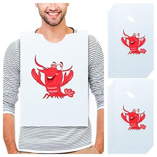 30 Pieces Disposable Adults Bibs Lobster Bibs Plastic Funny Bibs 23 Inches for Seafood Restaurants and Crawfish Parties
