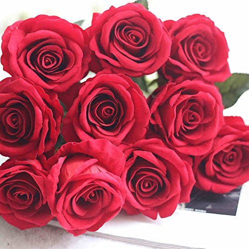 Amazon｜造花 バラ ローズ花束（10本セット） 薔薇 花束 インテリア