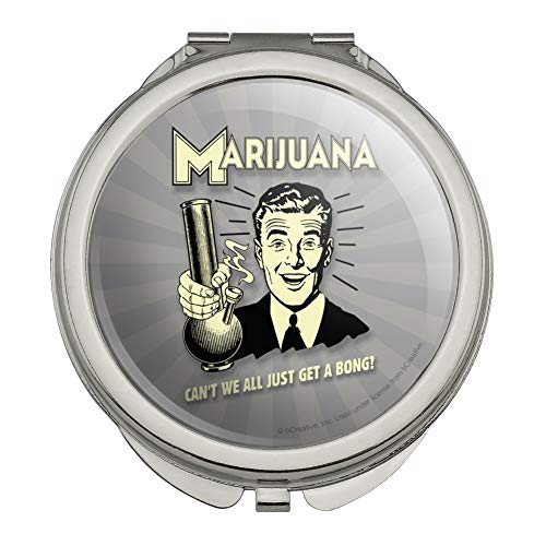 GRAPHICS & MORE Marijuana Can't We All Just Get a Bong Funny Humor Retro Compact Travel Purse Handbag Makeup Mirror
