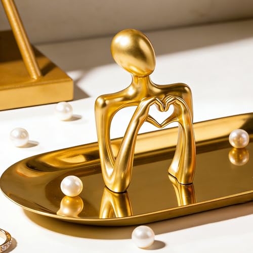 Escultura Abstracta Dorada con Corazón para Decoración miniatura 2