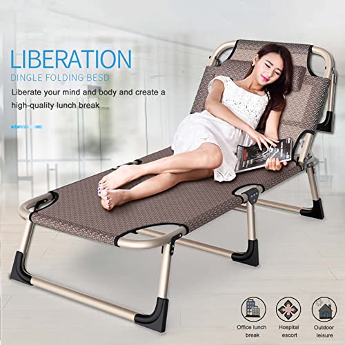 Tumbona cama de camping plegable portátil con cojín de algodón y respaldo ajustable 8