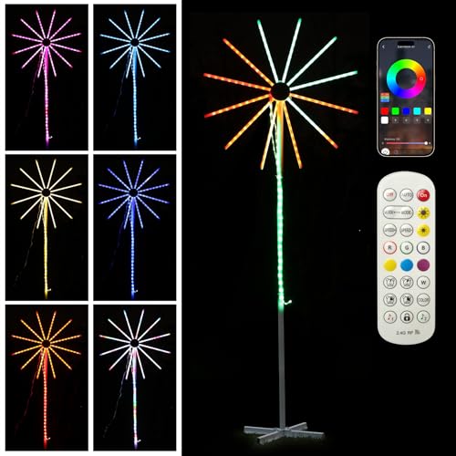 Image of Outdoor Firework Christmas Tree Smart LED Lights APP Remote Music Sync, Outside Lighting for Yard Patio Garden Xmas Decor Firework Lights, Arbol de Navidad