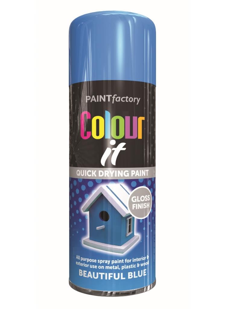 RAPIDE PF COLOUR IT Spray Paint Gloss Beautiful Blue 250ml - Quick Drying Gloss Finish for Metal, Plastic, and Wood - Interior & Exterior Use