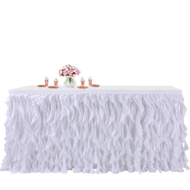 6/9FT * 77 cm marszczona siatka puszysta tutu tiulowa spódnica stołowa szyfonowa spódnica stołowa ślub na baby shower impreza falbana plisowana spódnica na stół