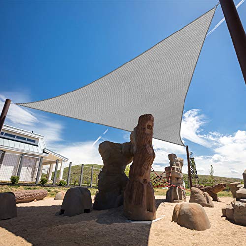 HOMA 9' x 18' x 20' Grey Sun Shade Sail Triangle Canopy, 95% UV Blockage Awning Shelter Fabric Cloth Screen for Patio Outdoor Backyard - Heavy Duty Commercial Grade (Custom Size - Made in USA)