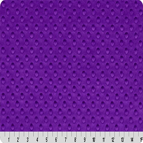 Luxurious Purple Minky Dimple Dot Fabric - Soft Polyester, 1 Yard - Perfect for Cozy Blankets, Adorable Soft Toys, and Baby Apparel
