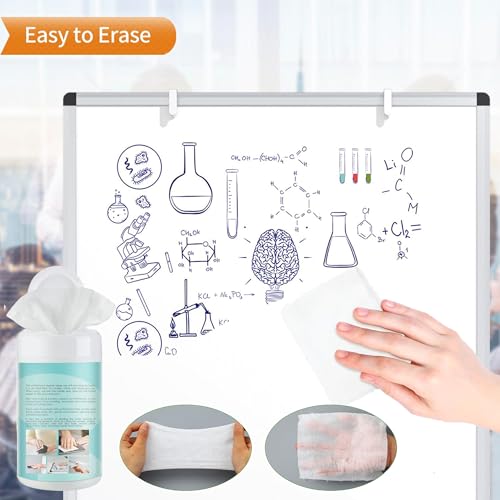 Image of Whiteboard Cleaning Wipes, 100 Count Total Disposable Dry Erase Wipes for Classroom, Office & Home, Electronic Screen Wipes, 100 Pcs Per Pack (3 PACK)