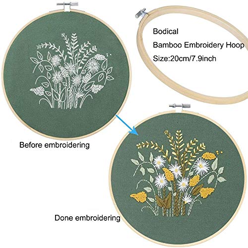 for Women, Embroidery Kit for Beginners, Cross Stitch Starter Kits Include 3 Sets Embroidery Fabric Cloth with Pattern, 3 Bamboo Hoops,Floss Threads, Needles and Scissors